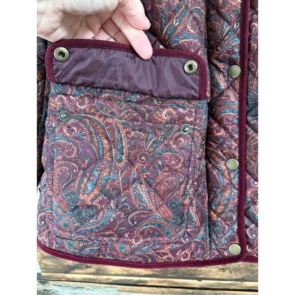 Talbots PAISLEY QUILTED JACKET zip & pockets petite size small - Picture 9 of 10